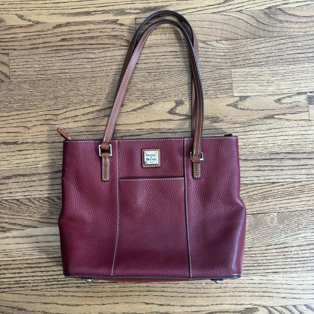 Dooney and Bourke Dark Red Lexington Tote Pebble Leather Purse Bag